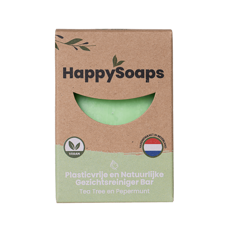 HappySoaps Gezichtsreiniger Bar Tea Tree en Pepermunt