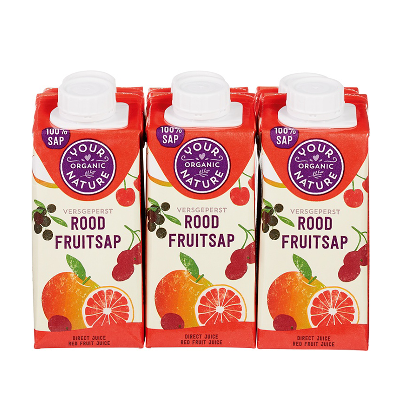 Your Organic Nature Rood fruitsap bio 6 pakjes 1200 ml