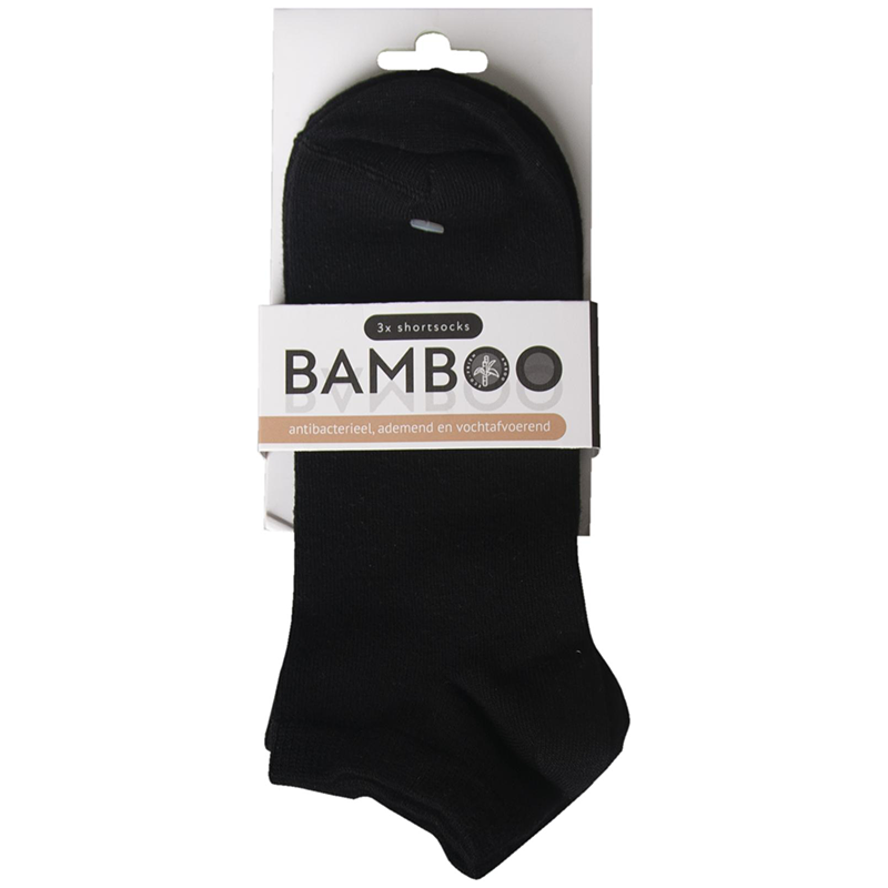 Bamboo Airco shortsocks zwart 35-38 3paar