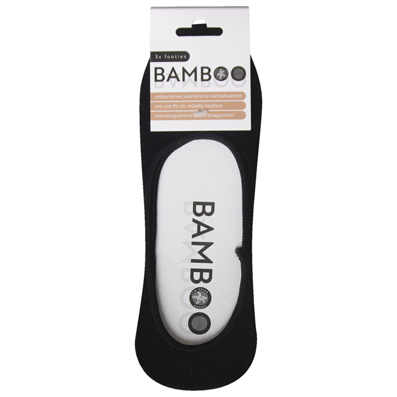 Bamboo Airco footies one size zwart 3 paar