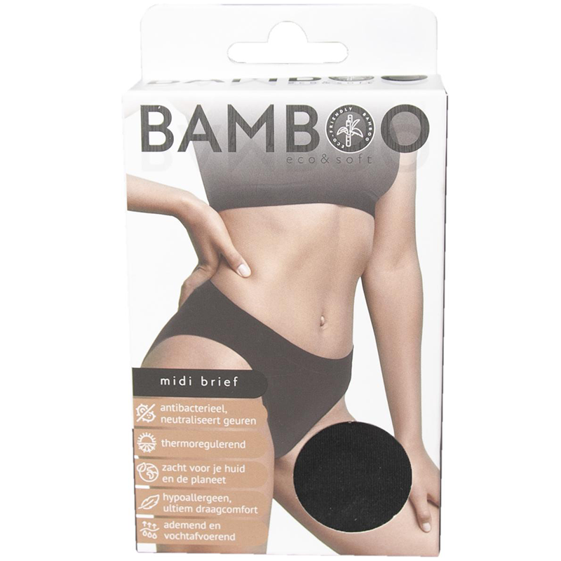 Bamboo Midi Brief Eco & Soft zwart maat XL 1st