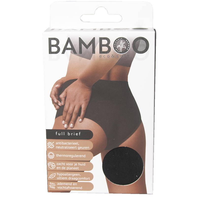 Bamboo Full Brief Eco & Soft tailleslip zwart maat XL