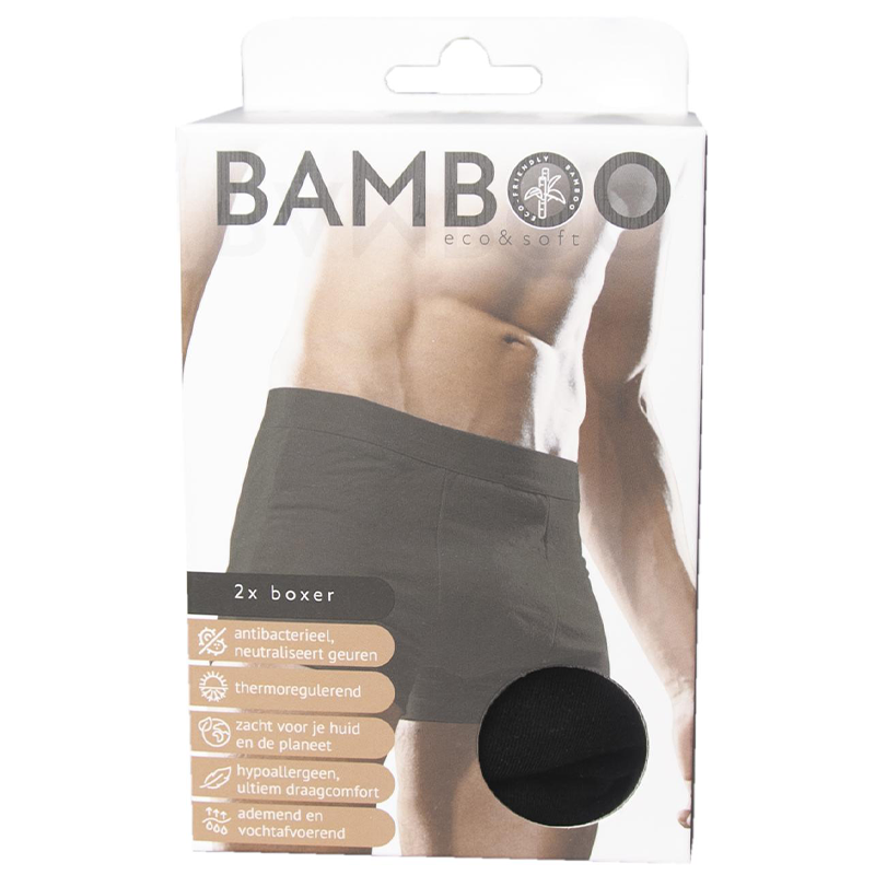Bamboo Men's Original Boxer Eco & Soft zwart maat XL 2 st