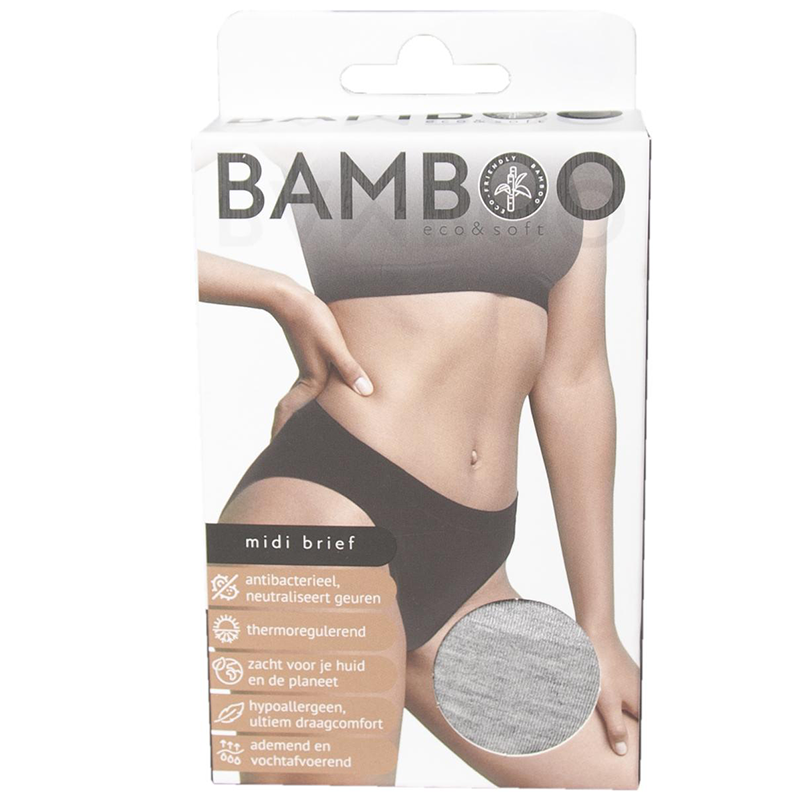 Bamboo Midi Brief Eco & Soft grijs maat L 1 st