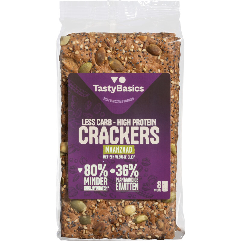 Less carb-high protein crackers maanzaad
