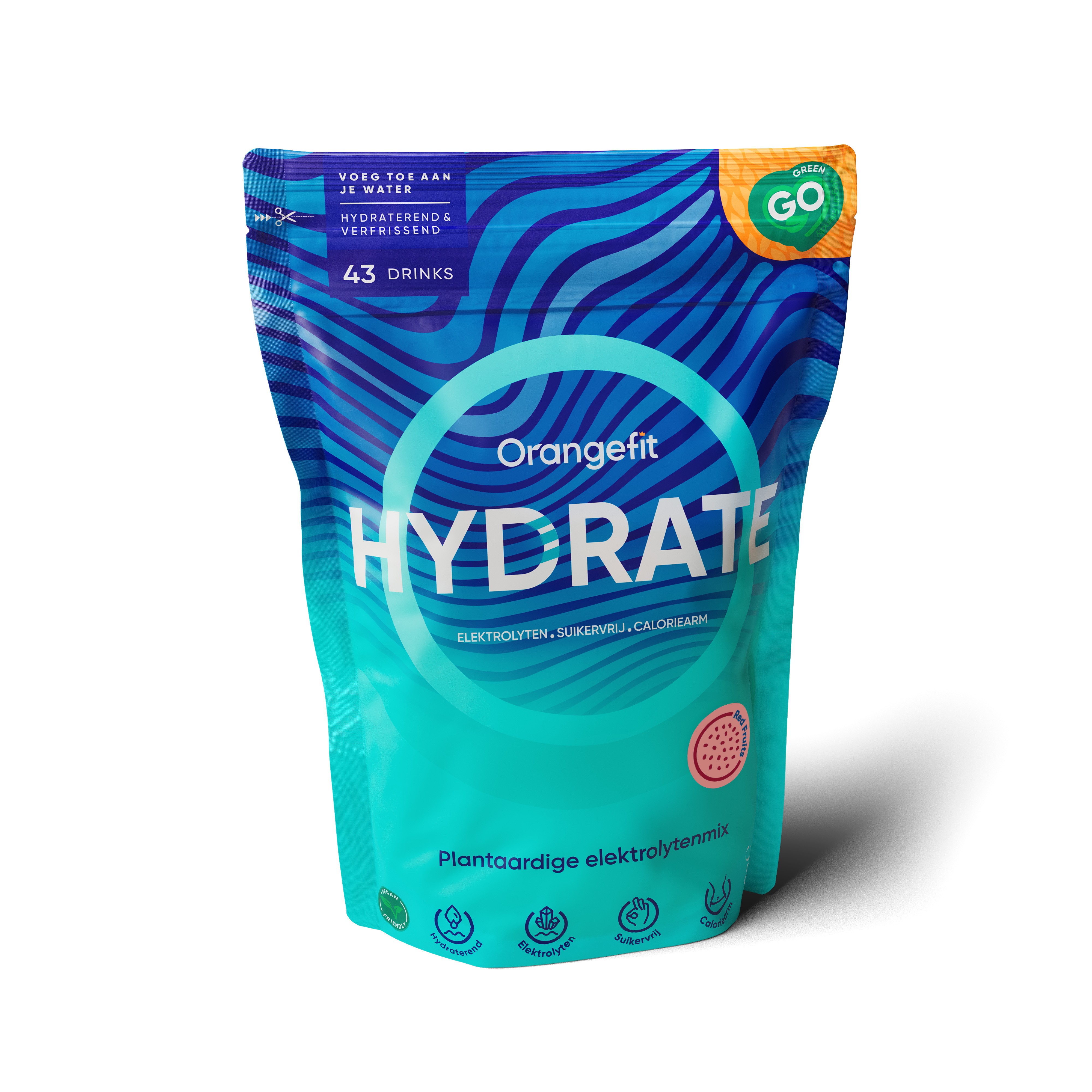 Orangefit Hydrate red fruits elektrolyten poeder 40 drinks 300 gram