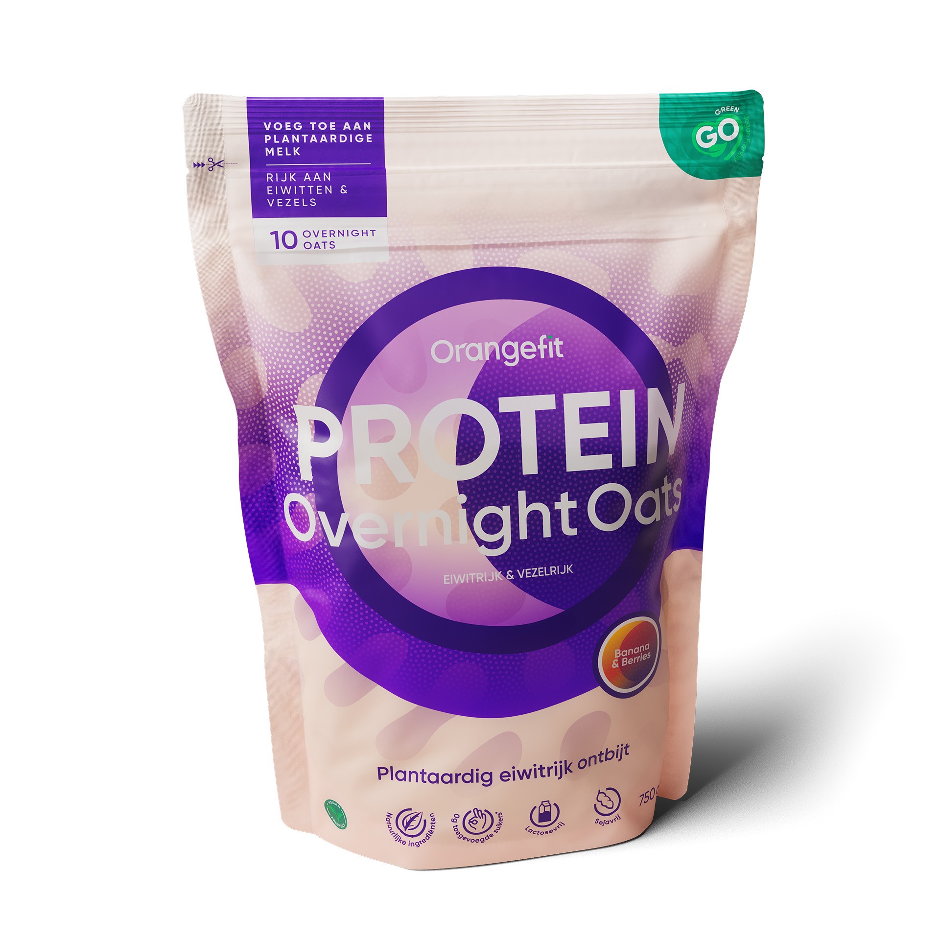 Orangefit Protein overnight oats banana and berries (banaan en blauwe bes) 750 gram