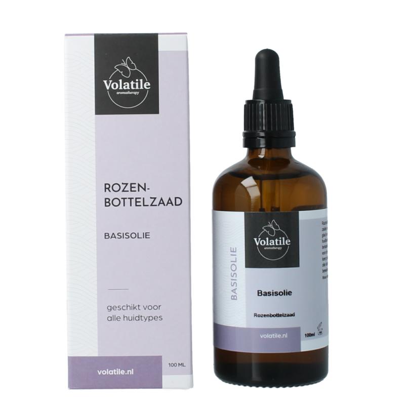 Rozenbottelzaad basisolie glazen fles