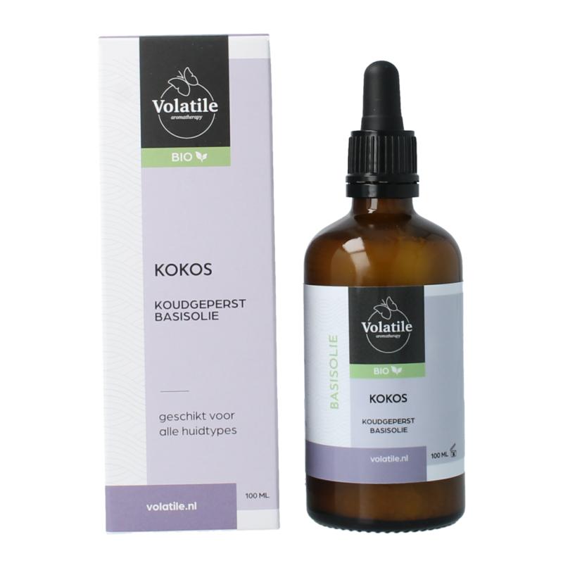 Kokos koudgeperst basisolie bio glazen fles