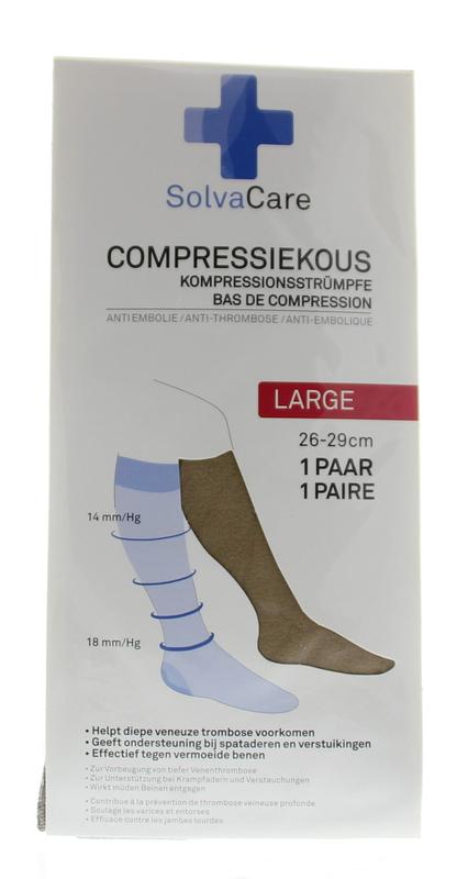 Compressiekous beige L 26 - 29 cm