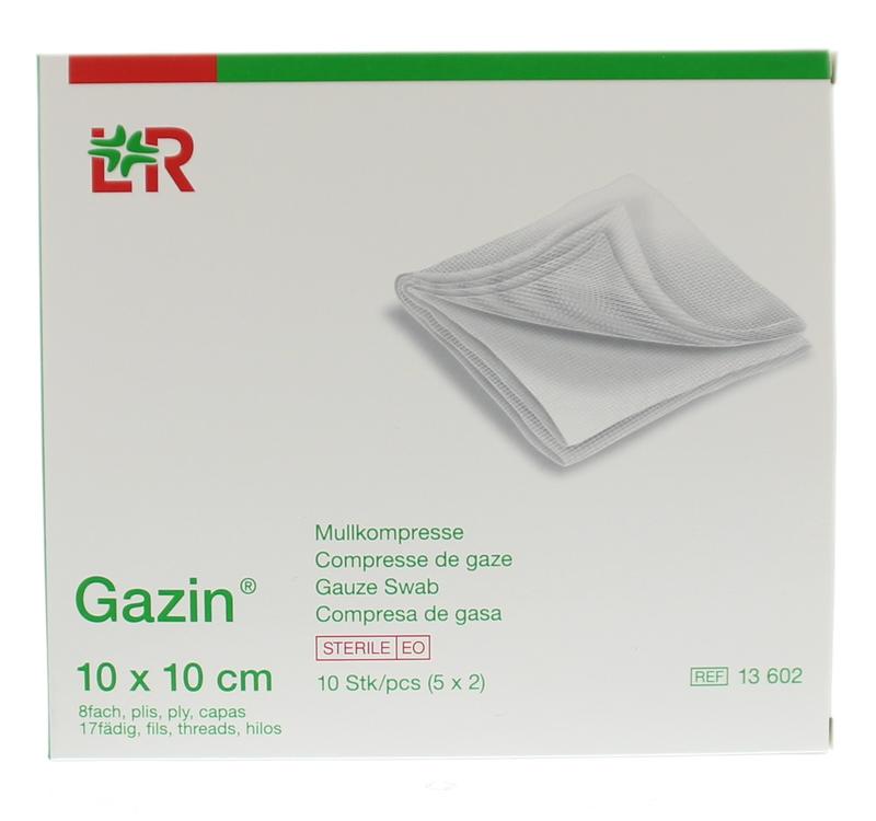 Gazin gaaskompres 10 x 10 steriel 5 x 2