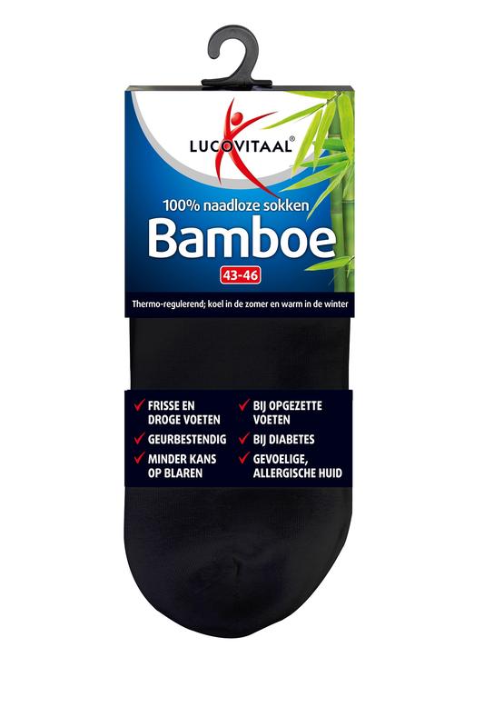 Lucovitaal Bamboe enkelsok zwart 43-46